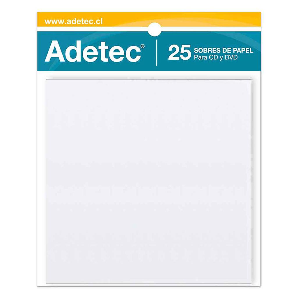 SOBRES PAPEL PARA CD/DVD ADETEC 25UNID. BLANCO 1