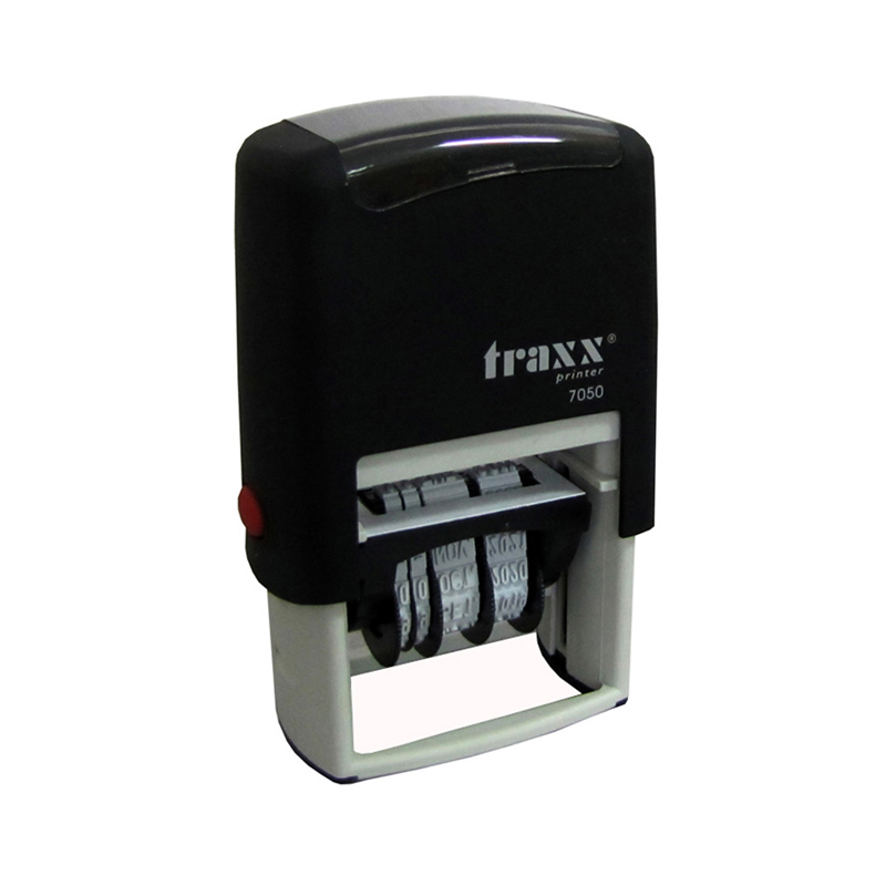 TIMBRE AUTOMATICO TRAXX CON FECHADOR ( 7050 ) 26 x 42 mm NEGRO  1