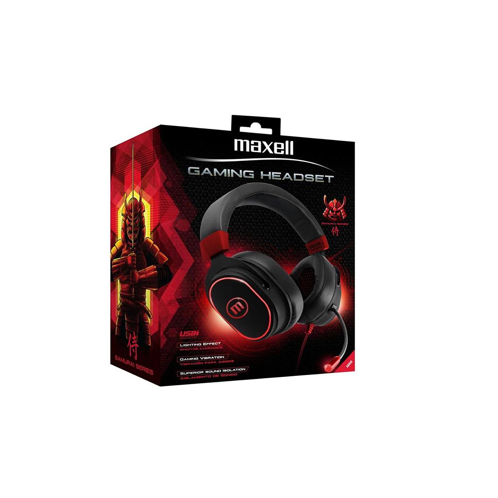 AUDIFONOS MAXELL GAMING HEADSET H-MIC 1200LED USB SAMURAI  1
