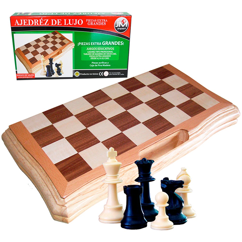 JUEGO AJEDREZ CAJA MADERA GRANDE 39X39 CMS. 3+  1