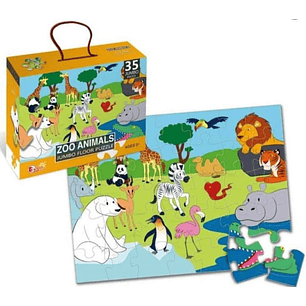PUZZLE INFANTIL 35 PIEZAS JUMBO ZOOLOGICO ANIMALES +3 JMI BAS451