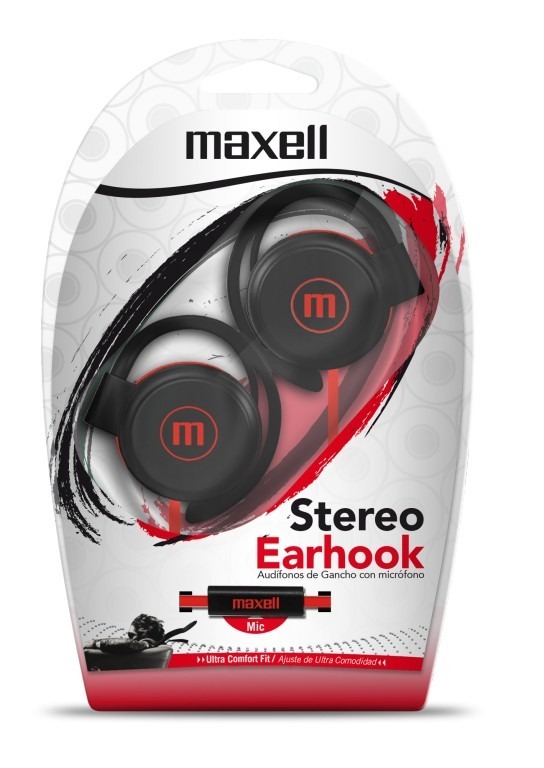 AUDIFONO MAXELL DE GANCHO CON MICROFONO MAXELL ROJO EC-155 1