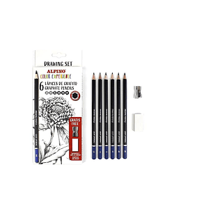 SET LAPICES GRAFITOS ALPINO  6 GRADUACIONES + SACAPUNTA Y GOMA  
