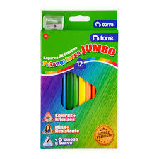 LAPICES DE COLORES TORRE JUMBO 12 COL. TRIANGULARES + SACAPUNTA (CM) 1