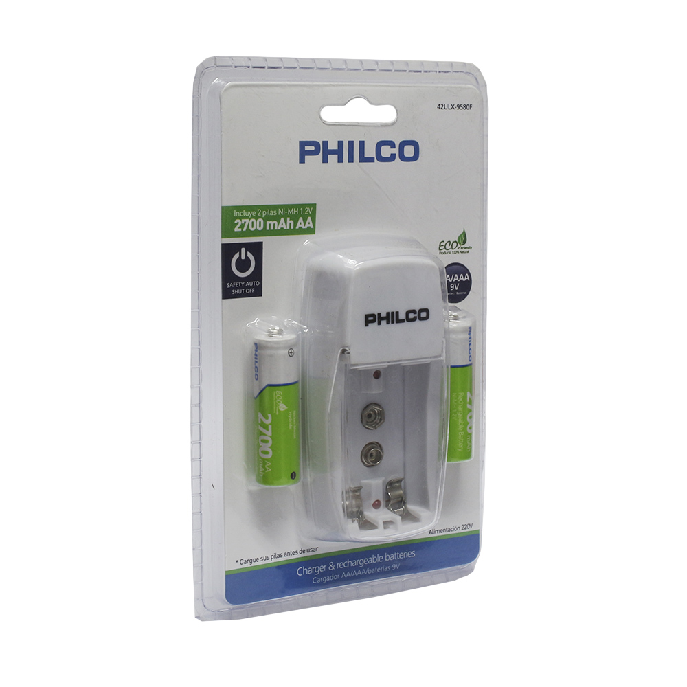 CARGADOR DE PILAS AA/AAA BATERIAS 9V PHILCO INCLUYE 2 PILAS AA 42ULX-9580F 1