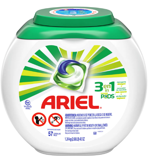 DETERGENTE ARIEL PODS 57 CAPSULAS 3 EN 1  1