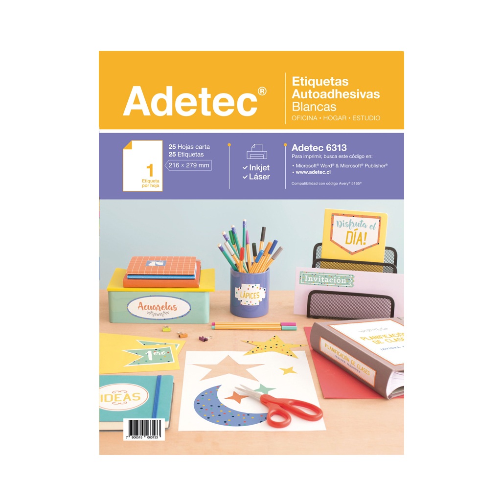 ETIQUETA LASER INK-JET ADETEC 216 x 279 mm 25 Hjs ( CH ) 1