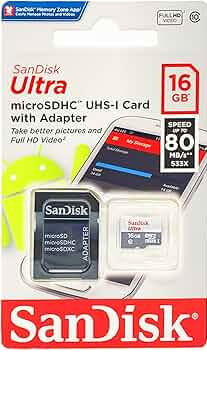 MEMORIA PORTATIL SANDISK MICRO SDHC ULTRA 16GB 80MB/s C/ADAPTADOR 1