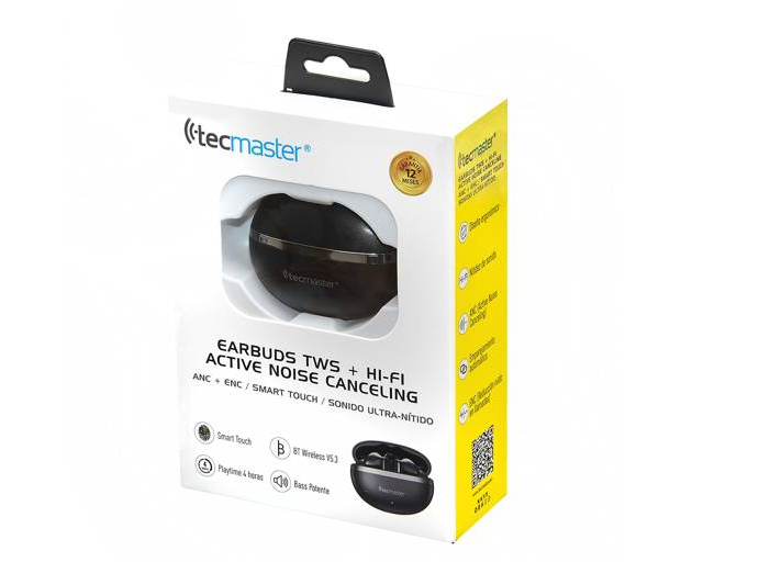 AUDIFONOS TECMASTER BT 5.3 EARBUDS HI-FI TWS CANCELACION DE RUIDO - NEGRO 1