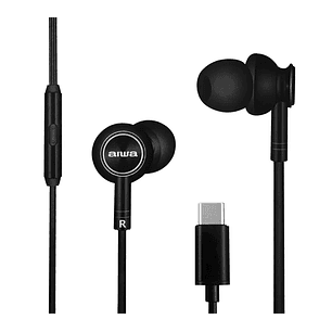 AUDIFONOS AIWA USB TIPO C WA-I30TC C/MICROFONO NEGROS