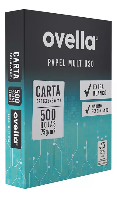 RESMA PAPEL FOTOCOPIA OVELLA CARTA 75 g/m2 500 HOJAS ( CM ) 1