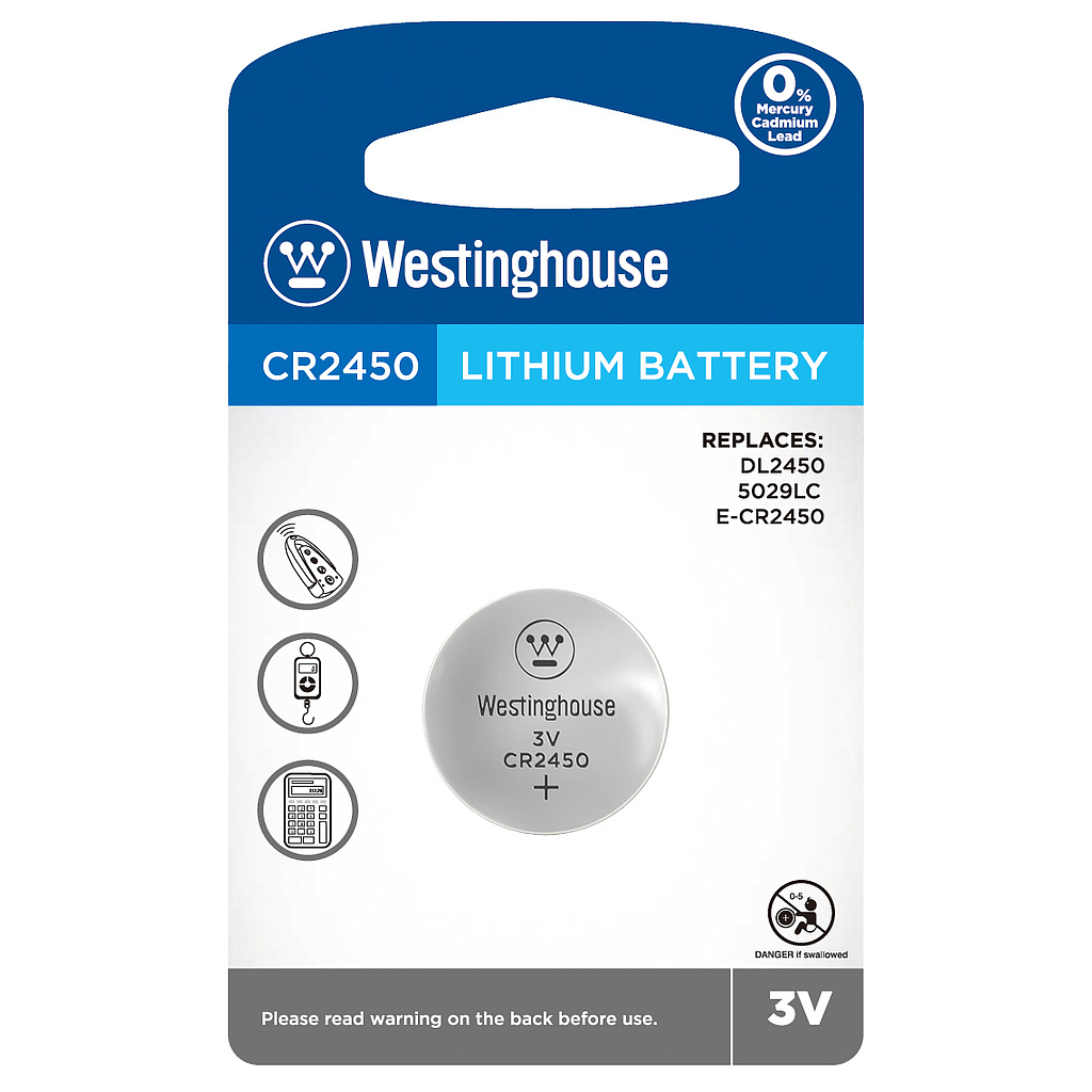 PILA WESTINGHOUSE CR2450 3V LITHIO 1
