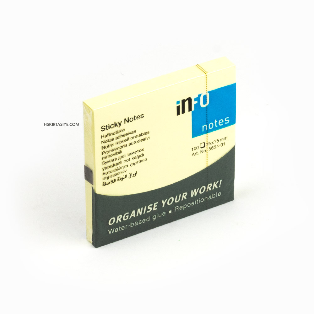 NOTAS ADHESIVAS MEMO STICK INFO 75 X 75 MM. AMARILLO 100 HJS. ( CH ) 1