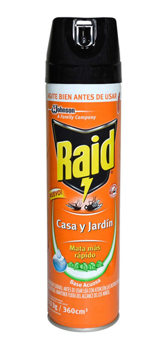 INSECTICIDA RAID CASA Y JARDIN 360cc.  1