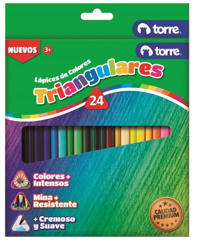 LAPICES DE COLORES TORRE 24 COL. TRIANGULARES + SACAPUNTA ( CM ) 1