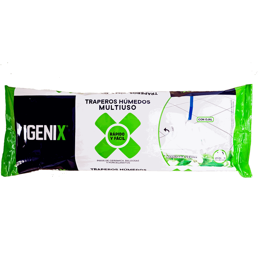 TRAPERO HUMEDO DESINFECTANTE IGENIX MANZANA VERDE 08 UNID 1