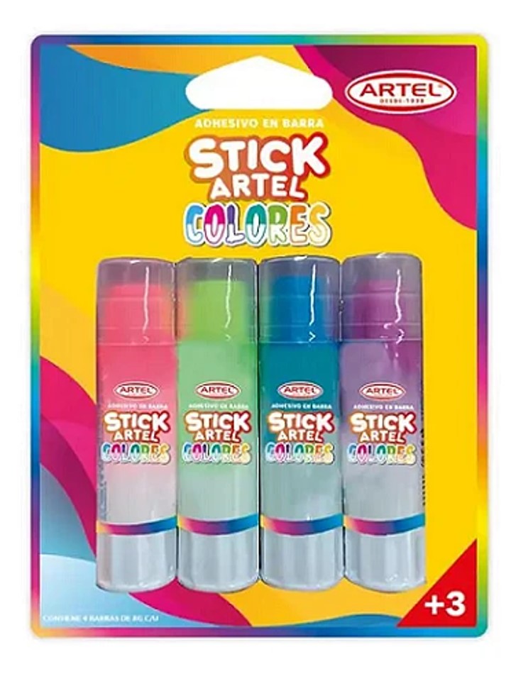 BLISTER ADHESIVOS EN BARRA STICK ARTEL COLORES  4 UNID. X 8 GRS. 1