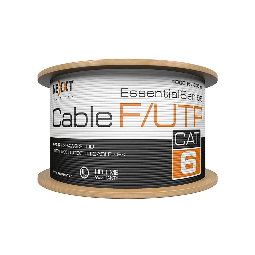 CARRETE CABLE RED NEXXT F/UTP Cat6 305mts NEGRO CMX EXTERIOR 1
