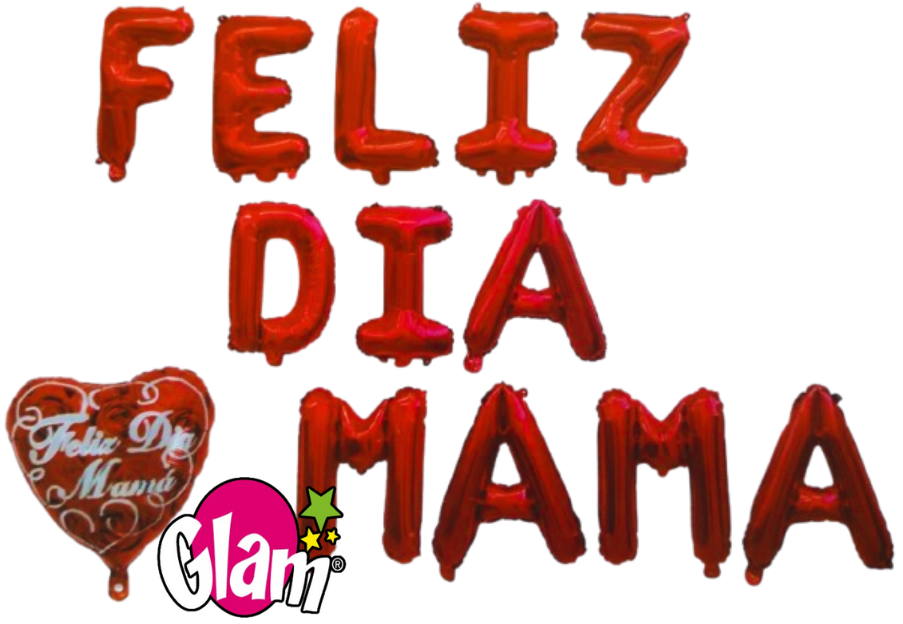 SET GLOBOS LETRAS GLAM ROJOS ''FELIZ DIA MAMÁ''  40CMS. 1