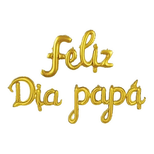 SET GLOBOS LETRAS GLAM ''FELIZ DIA PAPÁ'' DORADO 46CMS.