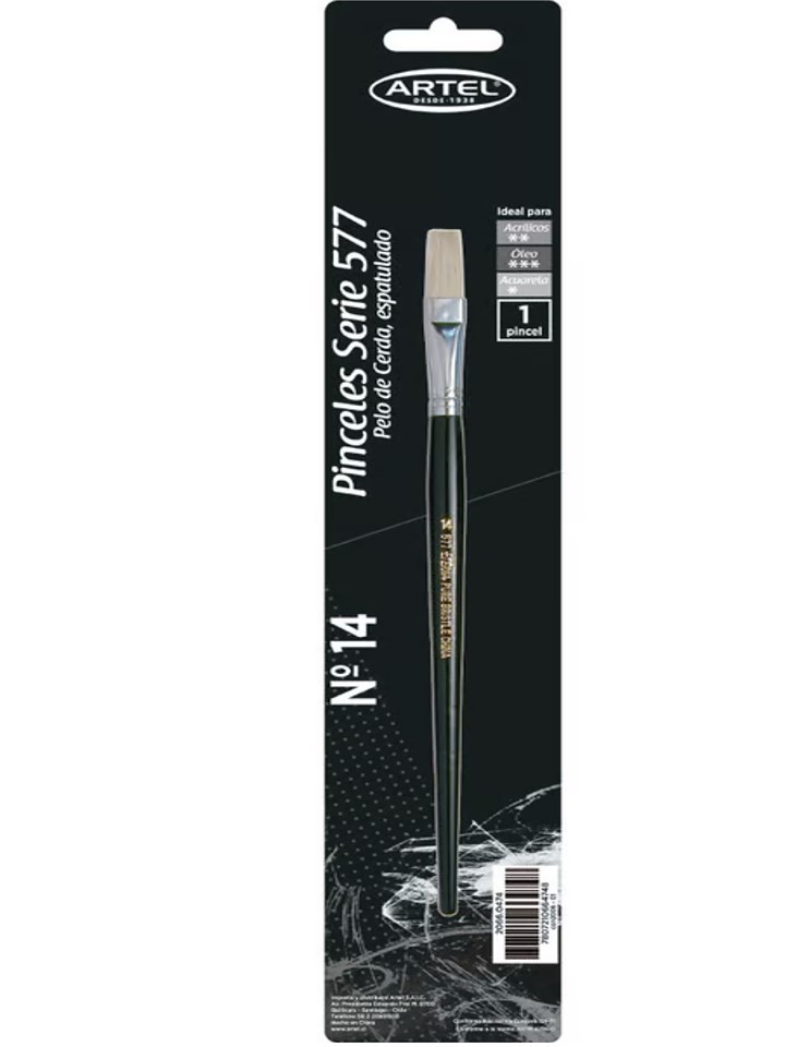 BLISTER PINCEL ESPATULADO ARTEL SERIE 577 N°14 1
