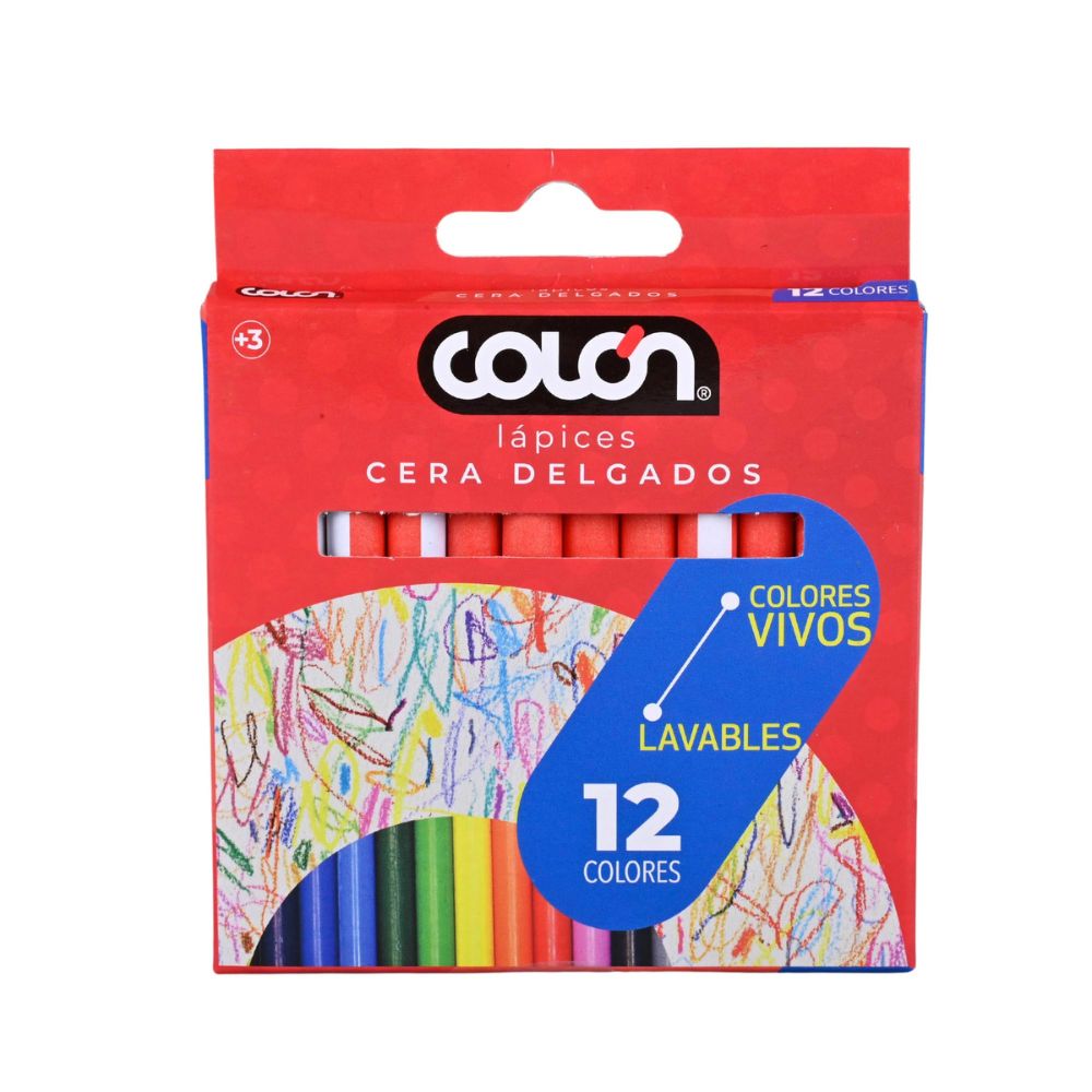 LAPICES DE CERA DELGADO COLON 12 COL.(CM) 1