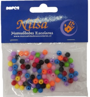 CUENTAS DE MADERA  DIF.TAMAÑOS 50PZ. NILSA 1