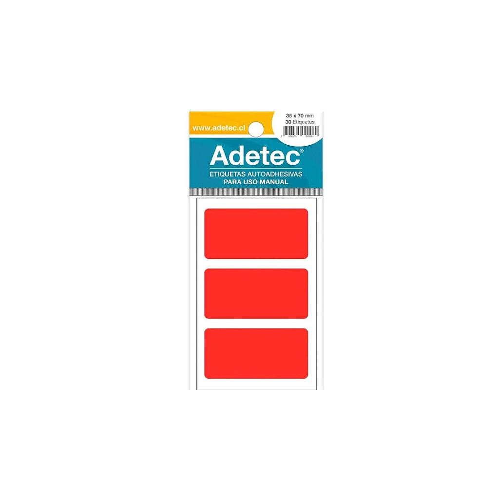 ETIQUETA ROJO FLUOR RECTANG. ADETEC 35 x 70 mm x 30 und. 1