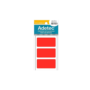 ETIQUETA ROJO FLUOR RECTANG. ADETEC 35 x 70 mm x 30 und.