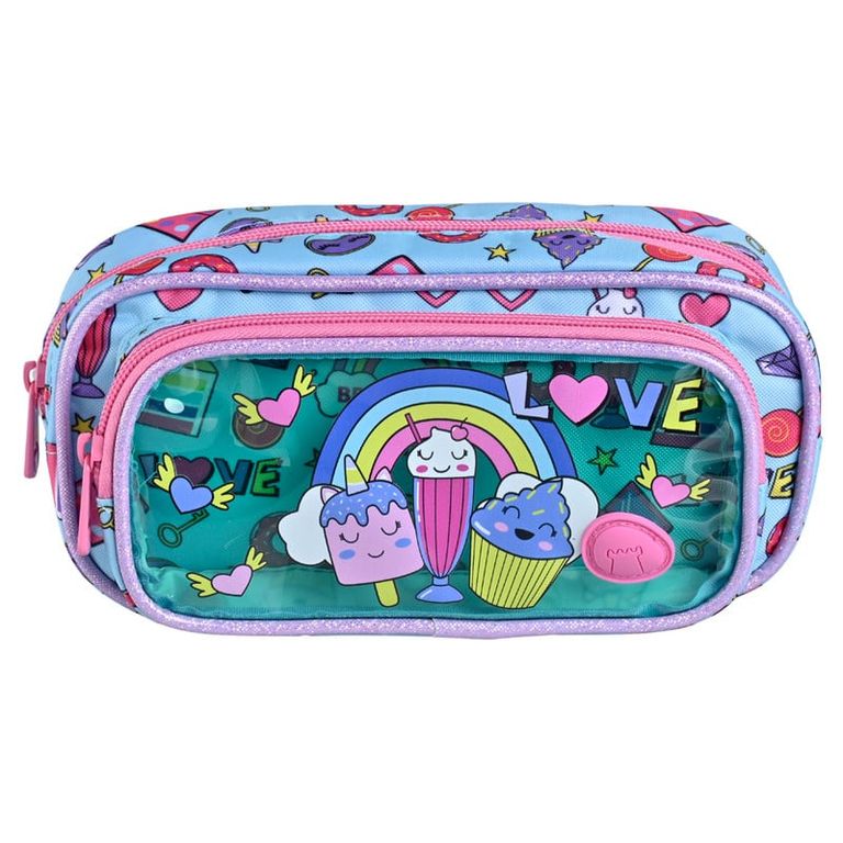 ESTUCHE ESCOLAR TORRE MONACO - MINT PARTY 2 CIERRES 1