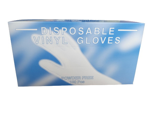 CAJA GUANTES DESECHABLES VINILO LIBRES DE POLVO T/M 100 UNID. ADIOFFICE TRANSP. 1