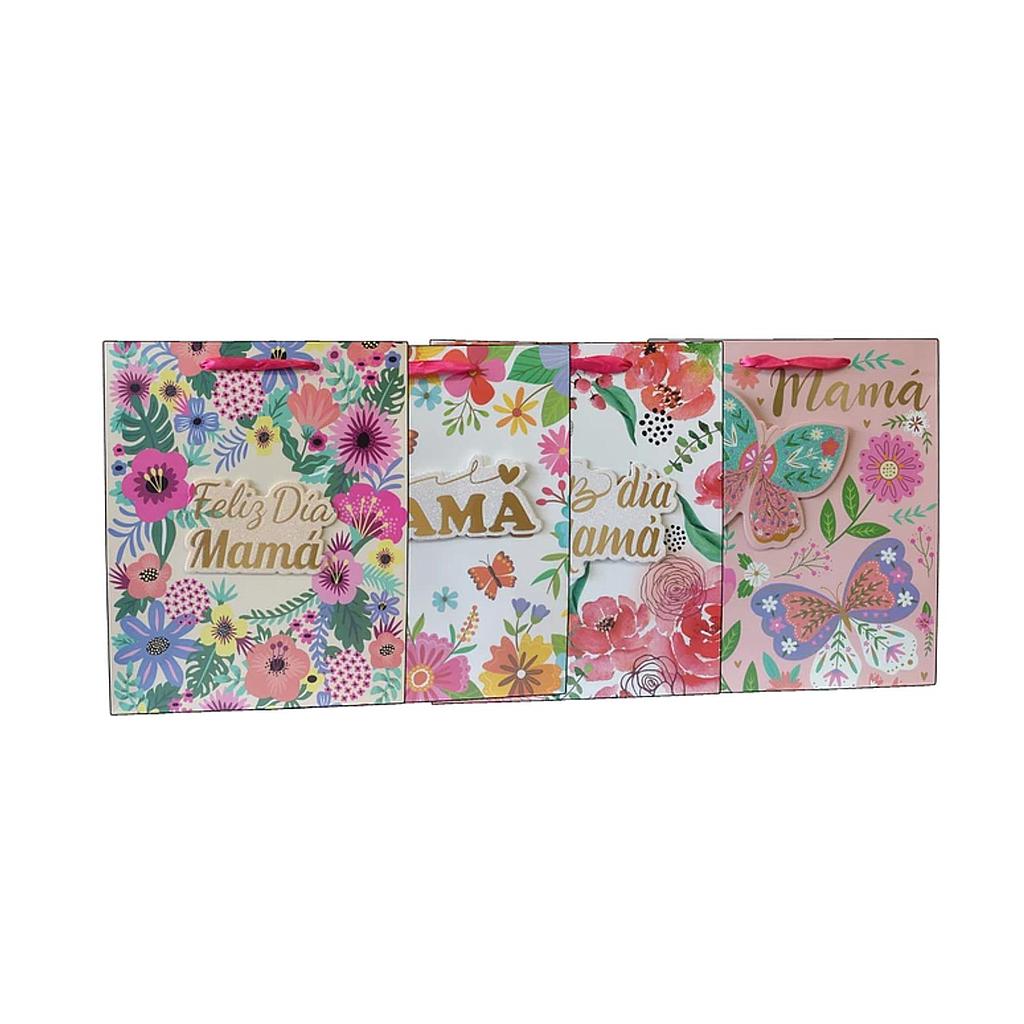 BOLSA DE REGALO GLAM ''FELIZ DIA MAMÁ'' 20X23X8CMS. 1UNID. 1
