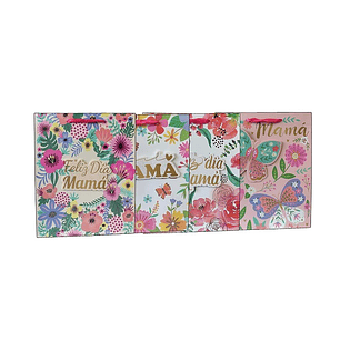 BOLSA DE REGALO GLAM ''FELIZ DIA MAMÁ'' 20X23X8CMS. 1UNID.