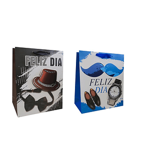 BOLSA DE REGALO GLAM FELIZ DIA 23X18X10CMS.