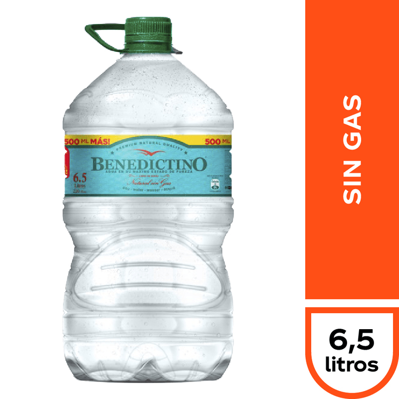 AGUA PURIFICADA BENEDICTINO S/GAS 6,5 LTS. 1