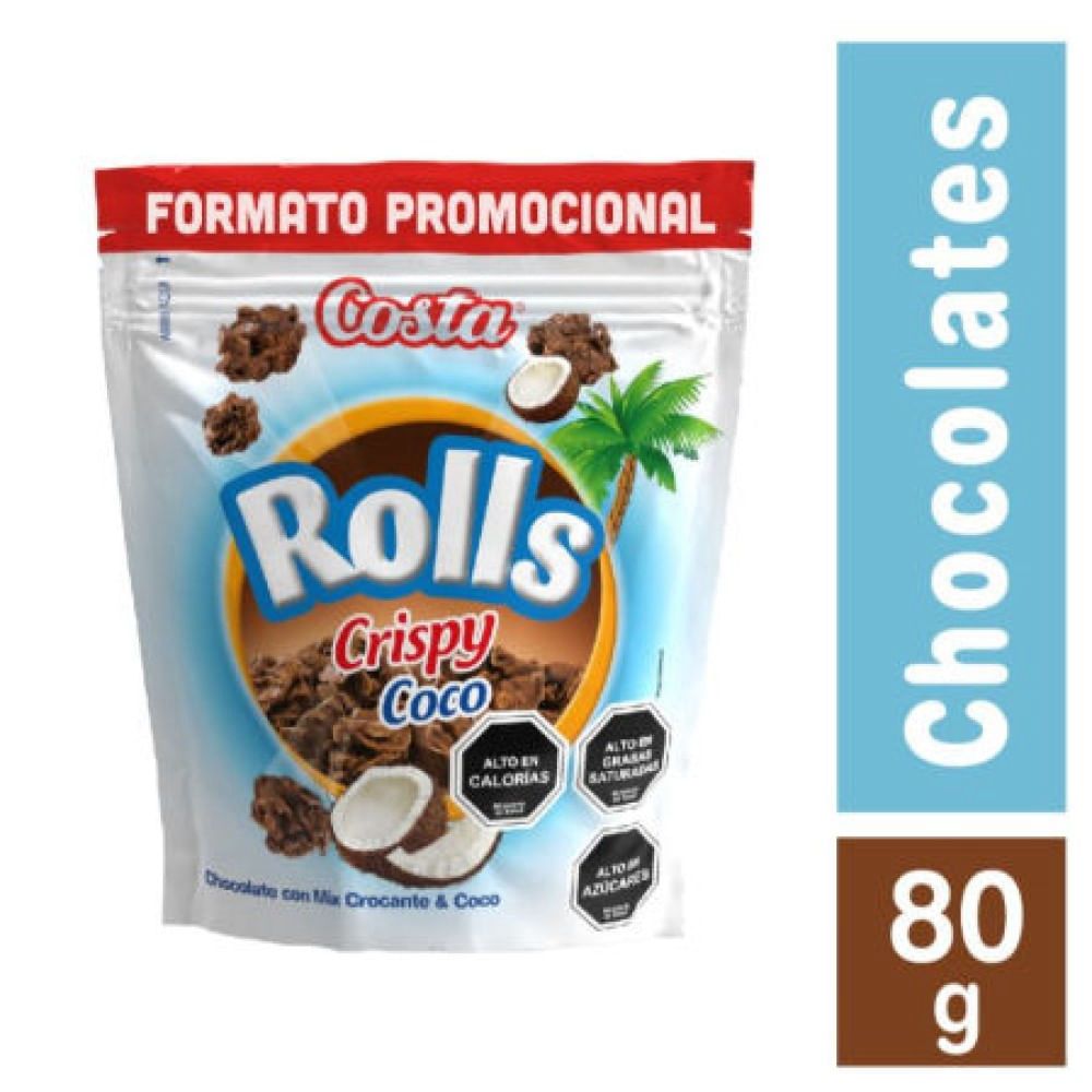 CHOCOLATE COSTA ROLLS CROCANTE CRISPY COCO 80 GRS. 1