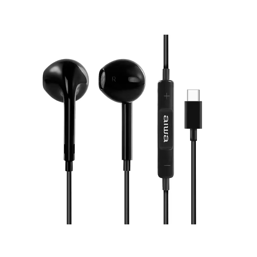 AUDIFONOS AIWA USB TIPO C AW-TC113N C/MICROFONO NEGROS 1.2M 1