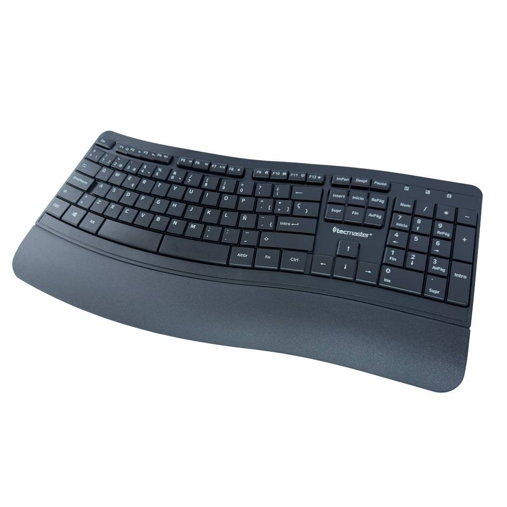 TECLADO INALAMBRICO TECMASTER ERGONOMICO MULTIMEDIA TM-100567 1