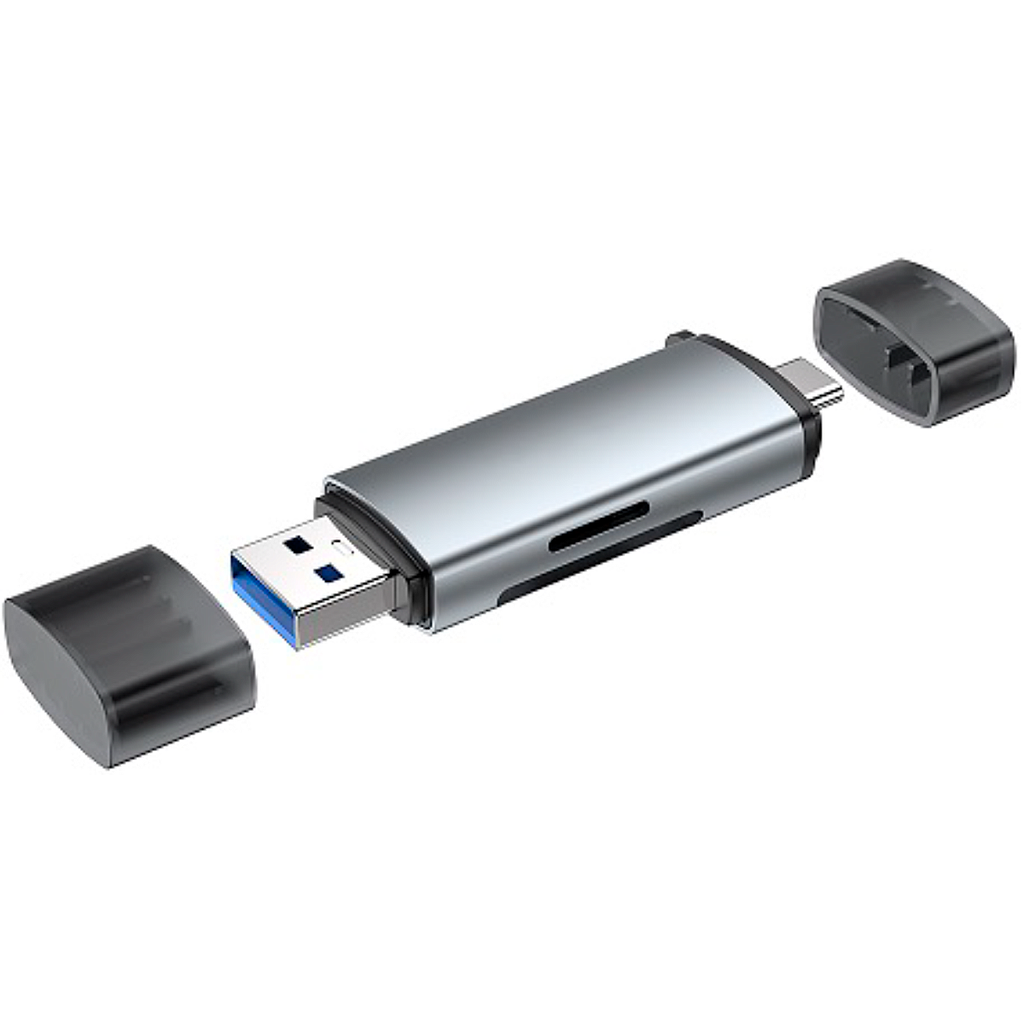 LECTOR DE TARJETAS TECMASTER SD Y MICROSD USB 3.0 USB-C Y USB-A TM-100565 1