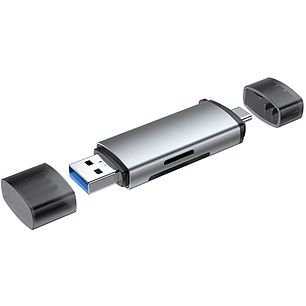 LECTOR DE TARJETAS TECMASTER SD Y MICROSD USB 3.0 USB-C Y USB-A TM-100565