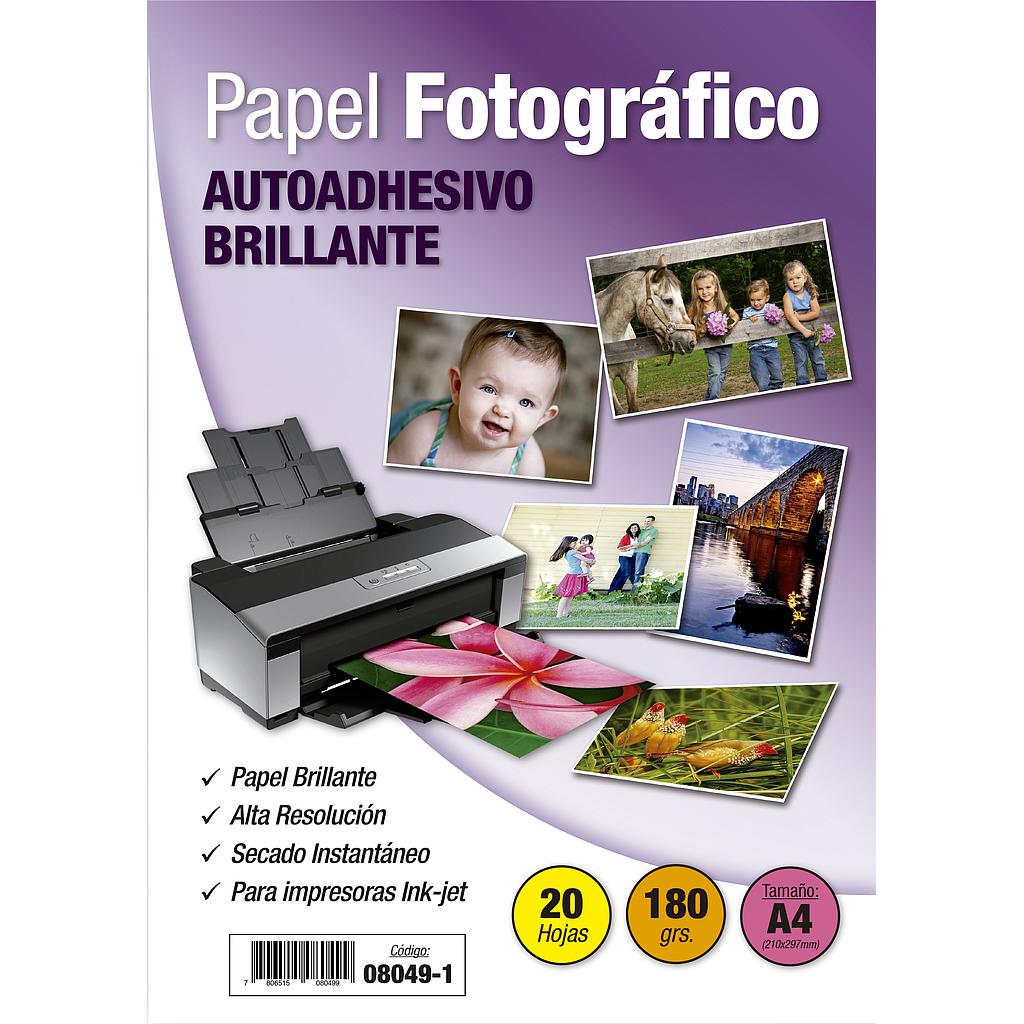 PAPEL FOTOGRAFICO INKJET A4 AUTOADHESIVO BRILLANTE 180 GRS 20 HOJAS 1