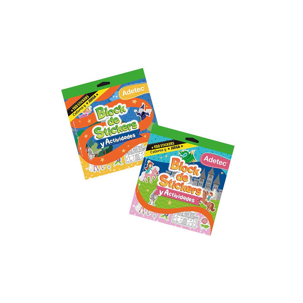 BLOCK STICKERS ADETEC ACTIVIDADES PINTANDO Y TRAZANDO COLOREABLES 7HJS. +150 STICK. 1