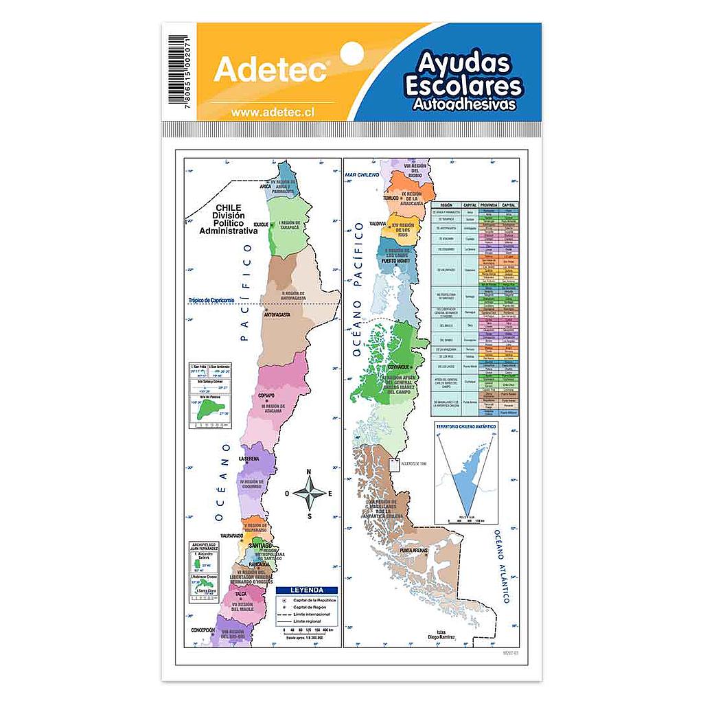 AUTOADHESIVO ESCOLAR ADETEC - MAPA DE CHILE 1