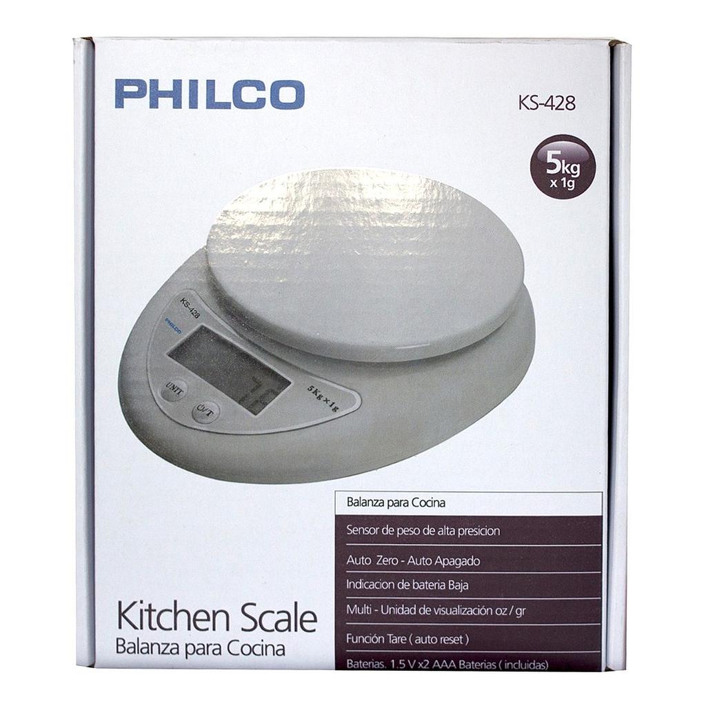 BALANZA DIGITAL PHILCO KS-428 PARA COCINA 5KG/1G 1