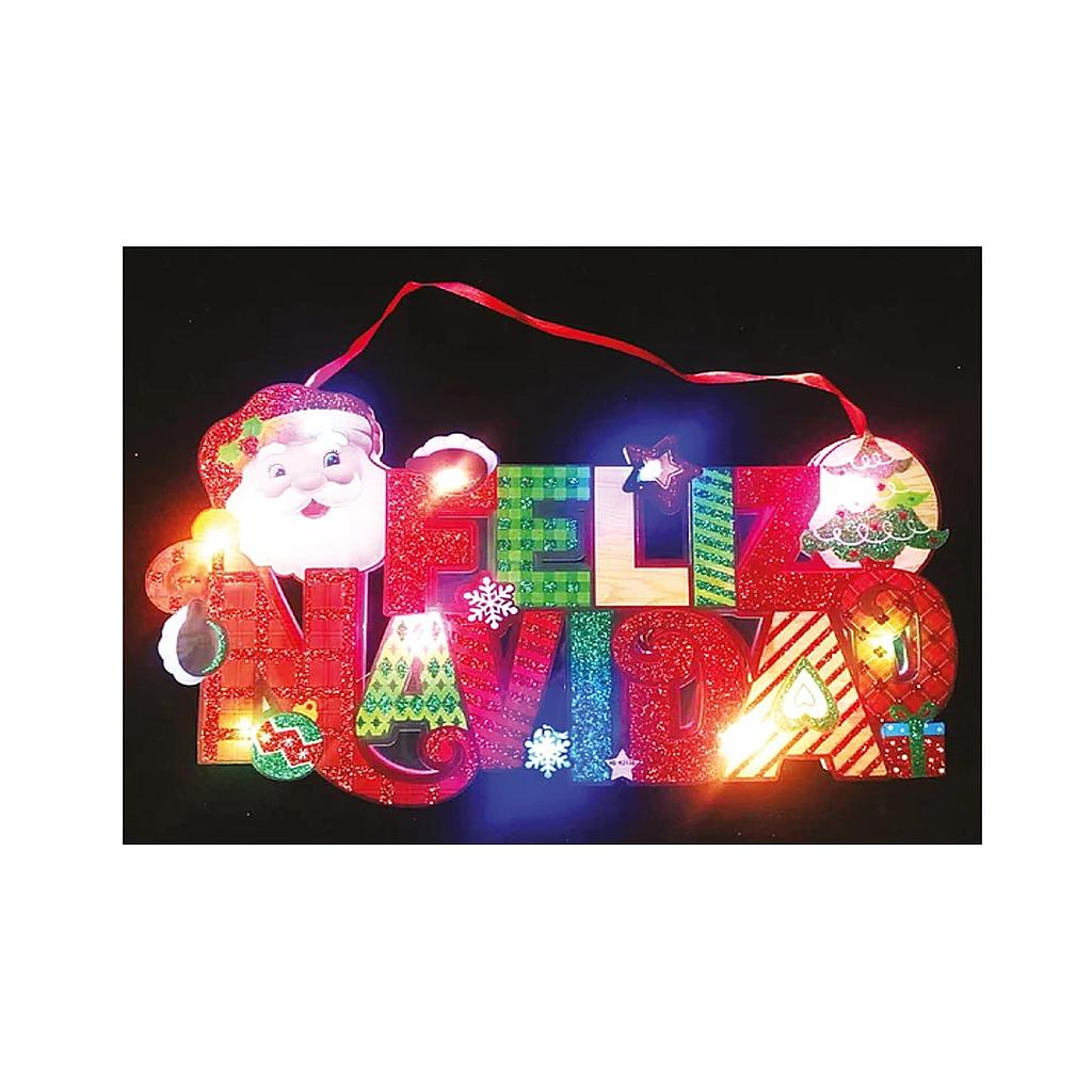 ADORNO NAVIDEÑO DECO.PUERTA ''FELIZ NAVIDAD'' C/LUZ GLAM 40CMS. 1 UNID. 1