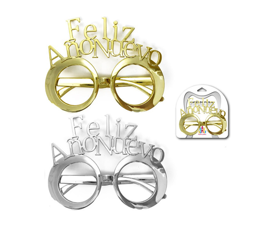 LENTES ''FELIZ AÑO NUEVO'' DORADO/PLATEADO  GLAM 6 UNID. 1