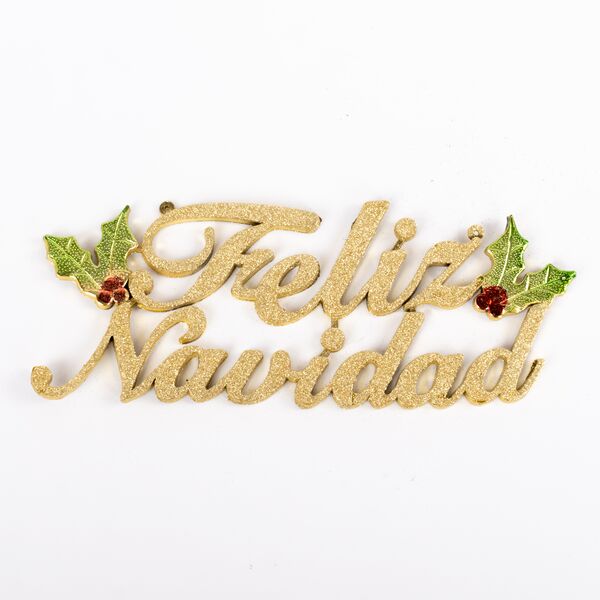 ADORNO NAVIDEÑO DECO.PUERTA ''FELIZ NAVIDAD'' DORADO GLAM 40CMS. 1 UNID. 1