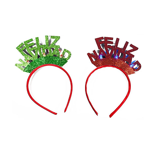 CINTILLO NAVIDEÑO LUMINOSO GLAM ''FELIZ NAVIDAD'' 1 UNID.