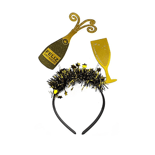 CINTILLO GLAM CHAMPAGNE ''FELIZ AÑO NUEVO'' 1 UNID.