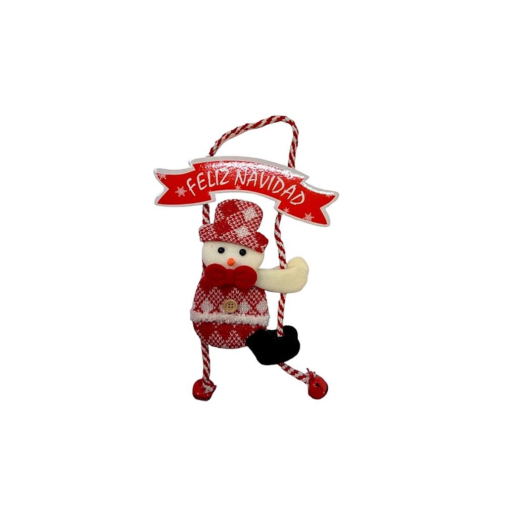 ADORNO NAVIDEÑO ''FELIZ NAVIDAD'' MONO DE NIEVE  33 CMS. 1UNID. 1